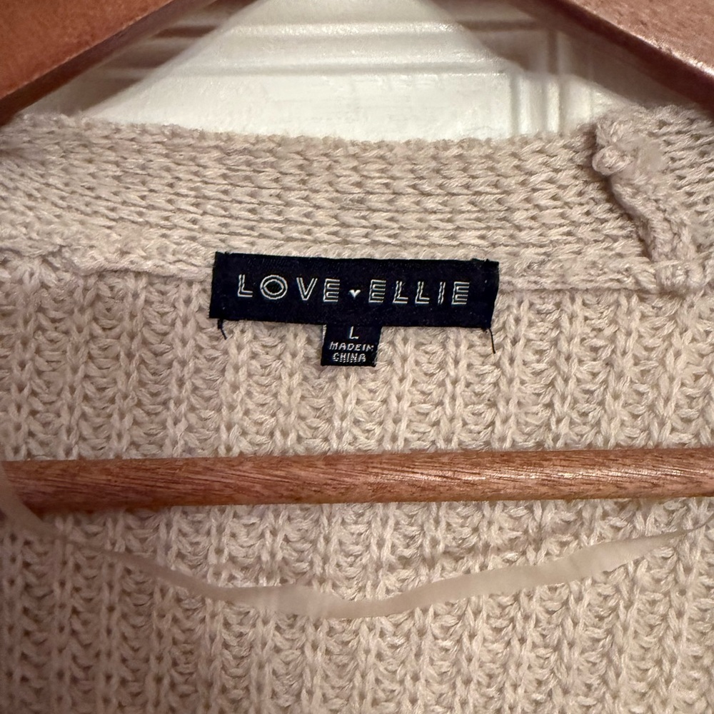 Love Ellie Taupe Cardigan Sweater large $78 Anthropologie - Picture 2 of 4
